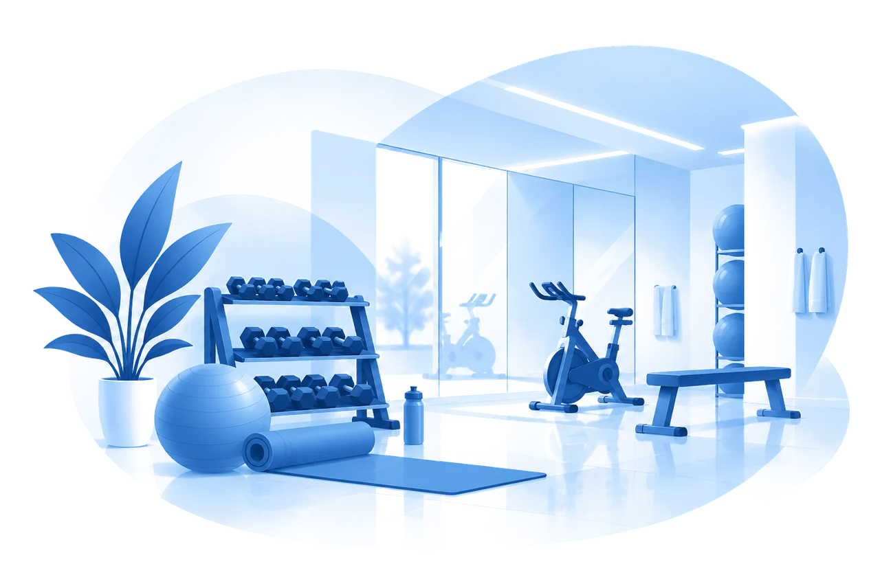 Sauberes Fitnessstudio mit Geräten