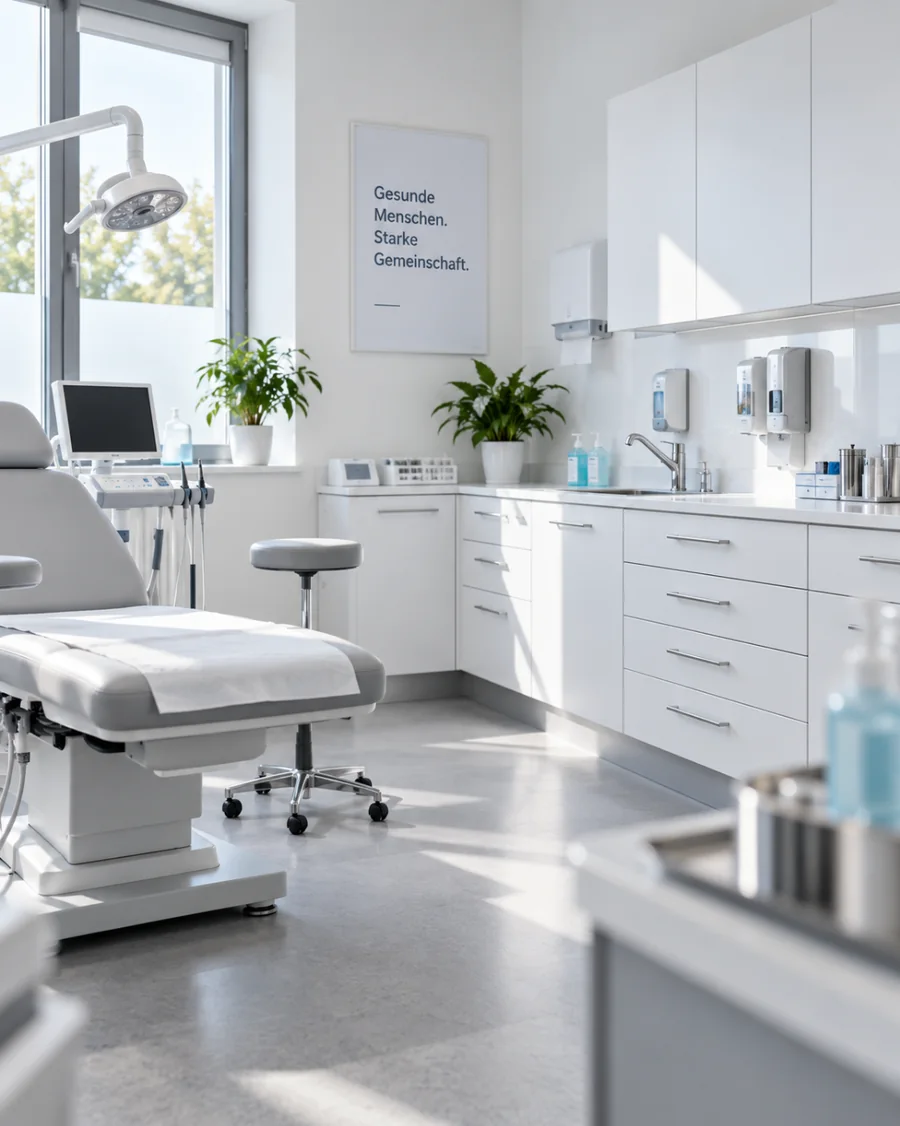 Hygienisch gereinigter Behandlungsraum einer Praxis